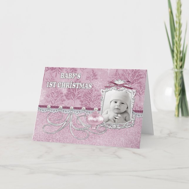 Cartes Pour Fêtes Annuelles Baby Girls First Christmas Card (Devant)