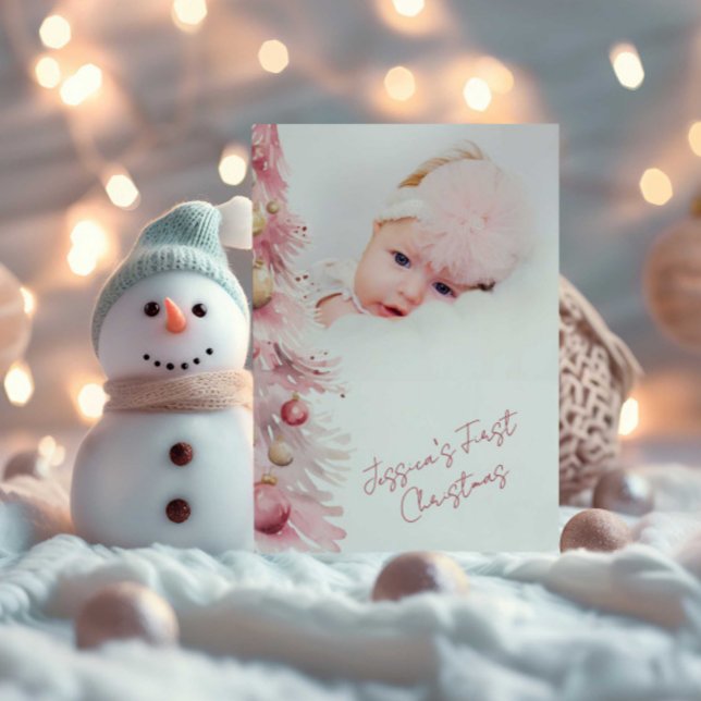 Cartes Pour Fêtes Annuelles Baby Girls First Christmas Flat Holiday Card (Créateur téléchargé)