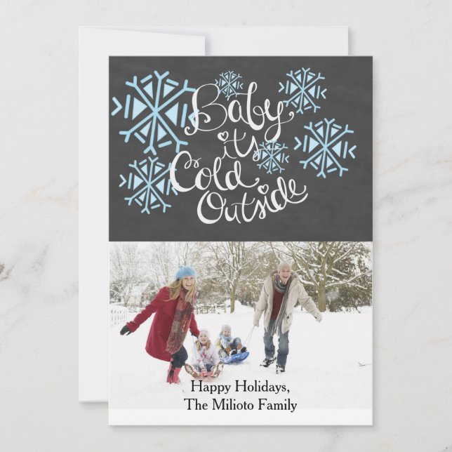 Cartes Pour Fêtes Annuelles Baby It's Cold Outside One Photo Christmas Card (Devant)
