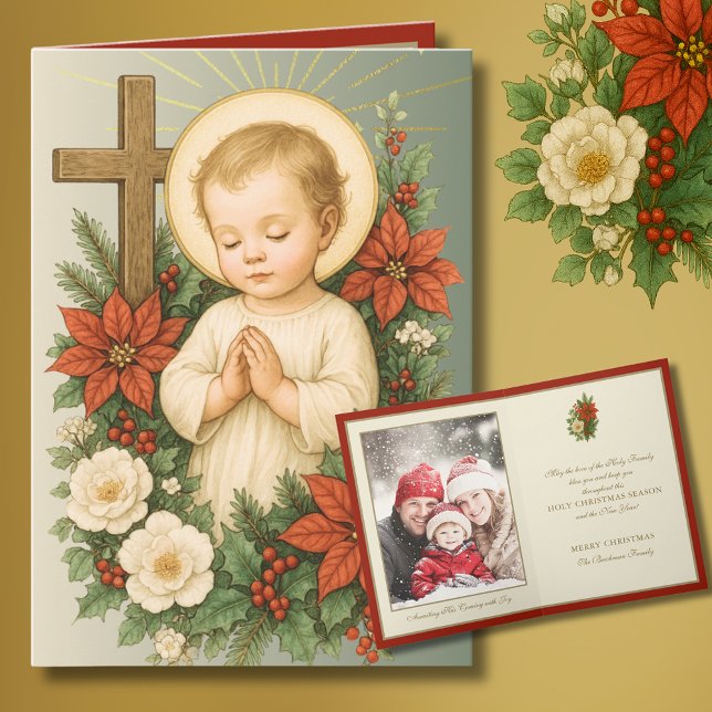 Cartes Pour Fêtes Annuelles Baby Jesus Catholic Christmas Photo  (Créateur téléchargé)