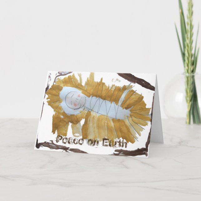 Cartes Pour Fêtes Annuelles Baby Jesus in the Manger Christmas Card par Isla (Devant)