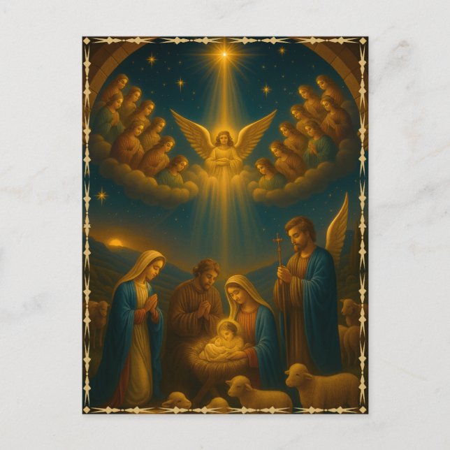 Cartes Pour Fêtes Annuelles Baby Jesus in the Manger Nativity Scene Photo (Devant)