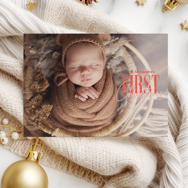 Cartes Pour Fêtes Annuelles Baby moderne photo personnalisée de Noël (Créateur téléchargé)