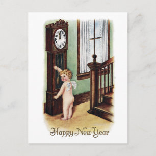 Cartes Pour Fêtes Annuelles Baby New Year et Grandfather Clock