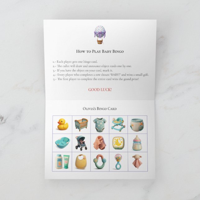 Cartes Pour Fêtes Annuelles Baby Shower Bingo Game Board18. Fun Party (Intérieur)