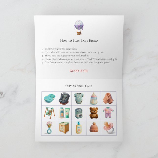 Cartes Pour Fêtes Annuelles Baby Shower Bingo Game Board1. Fun Party (Intérieur)