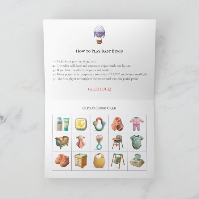 Cartes Pour Fêtes Annuelles Baby Shower Bingo Game Board4. Fun Party (Intérieur)