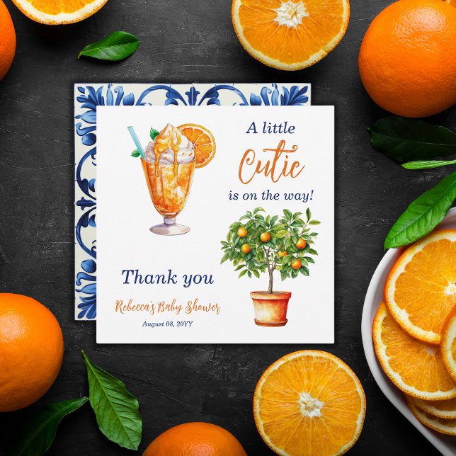 Cartes Pour Fêtes Annuelles Baby shower Cutie Orange Citrus Eté Glace Crème (Créateur téléchargé)