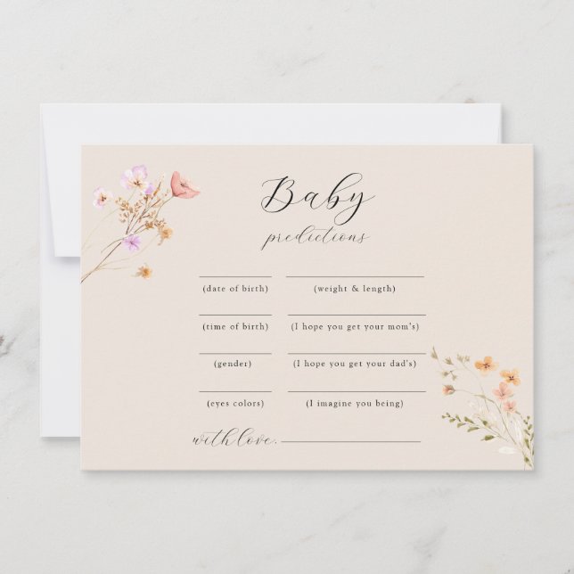 Cartes Pour Fêtes Annuelles Baby shower fleur sauvage Conseil Jeu (Devant)