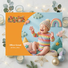 Cartes Pour Fêtes Annuelles Baby's First Christmas Modern Typography Photo 