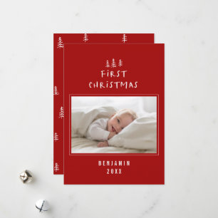 Cartes Pour Fêtes Annuelles babys premier noël élégant dessin photo hol