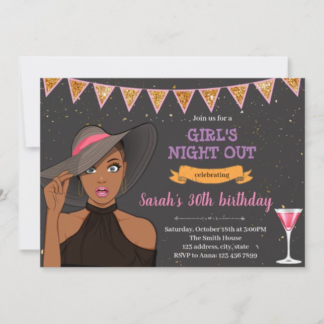 Cartes Pour Fêtes Annuelles Bachelorette afro-américaine (Devant)