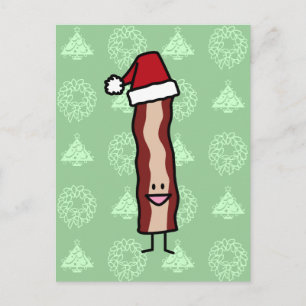 Cartes Pour Fêtes Annuelles Bacon Wearing a Santa Hat