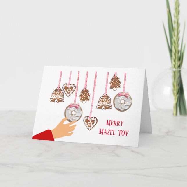 Cartes Pour Fêtes Annuelles Bagels Cookies Chrismukkah Étoile de David (Devant)