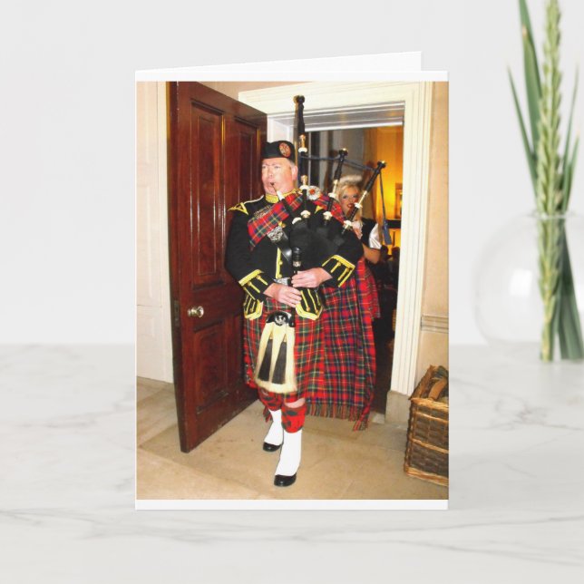 Cartes Pour Fêtes Annuelles Bagpiper (Devant)