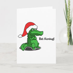Cartes Pour Fêtes Annuelles Bah Humbug ! Alligator de bande dessinée Smug avec
