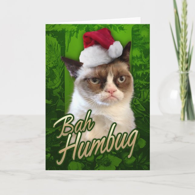 Cartes Pour Fêtes Annuelles Bah Humbug Grumpy Chat (Devant)