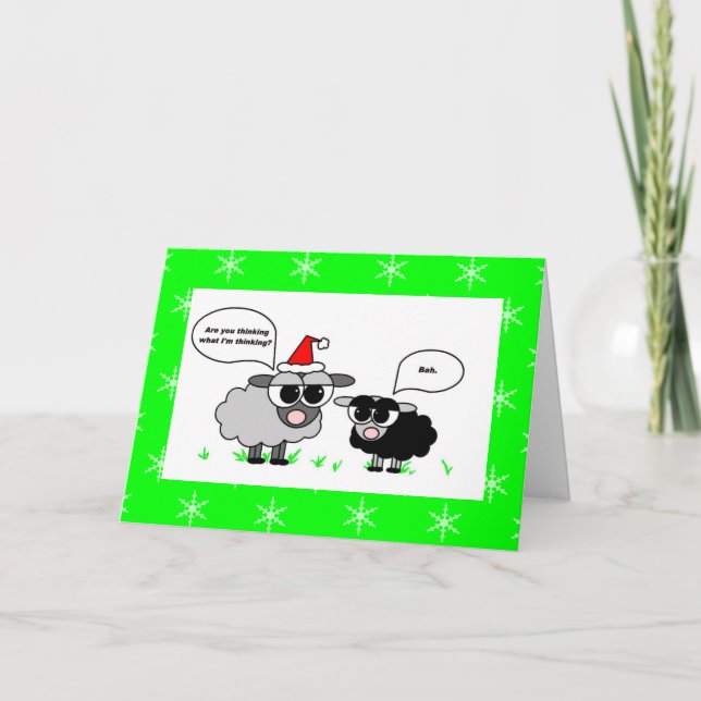 Cartes Pour Fêtes Annuelles Bah Humbug / Joyeux Noël Sheep Holiday Card (Devant)