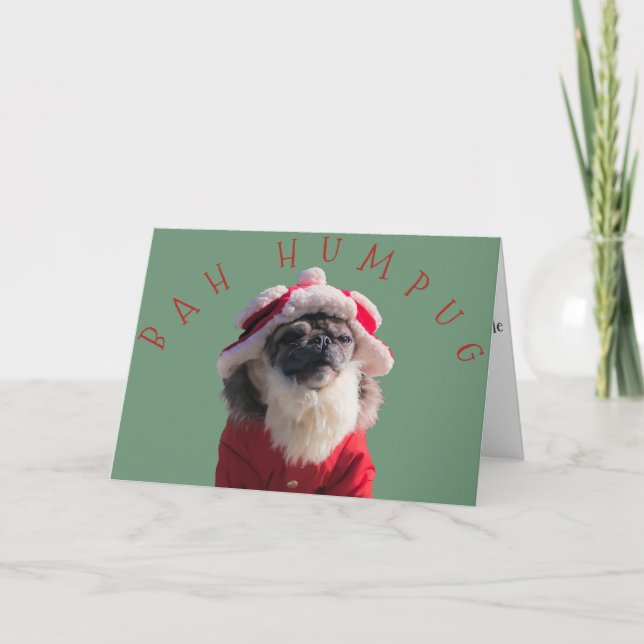 Cartes Pour Fêtes Annuelles "Bah Humpug" Funny Carlin Père Noël (Devant)