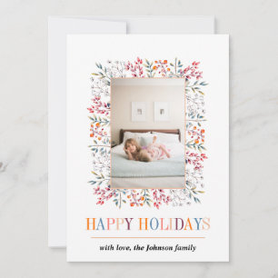 Cartes Pour Fêtes Annuelles Baie, feuille de pêche Joyuses Fêtes de Noël photo