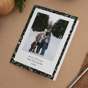 Cartes Pour Fêtes Annuelles Baies blanches élégantes Botanique 3 Photo Noël
