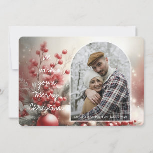 Cartes Pour Fêtes Annuelles Baies de Fleurs Rouges Chic et tendance