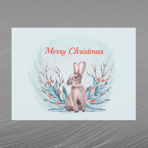 Cartes Pour Fêtes Annuelles Baies de lapin de Noël aquarelle