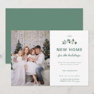 Cartes Pour Fêtes Annuelles Baies de neige blanches et vertes Nouvelle maison 