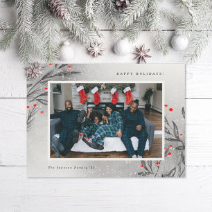 Cartes Pour Fêtes Annuelles Baies d'hiver Photo enneigée