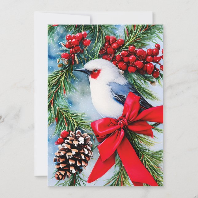 Cartes Pour Fêtes Annuelles Baies d'oiseau et Noël au budget arc (Devant)