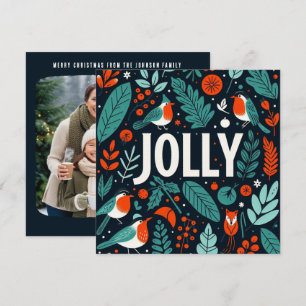 Cartes Pour Fêtes Annuelles Baies et robins décoratifs de Noël