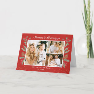 Cartes Pour Fêtes Annuelles Baies noires classiques Red Holly 3 Photo Folk