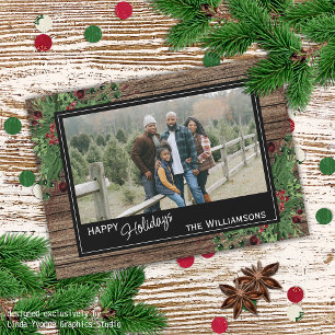 Cartes Pour Fêtes Annuelles Baies rouges Baies vertes Holly mignonne Feuillage