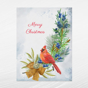 Cartes Pour Fêtes Annuelles Baies rouges de genévrier Cardinal Noël