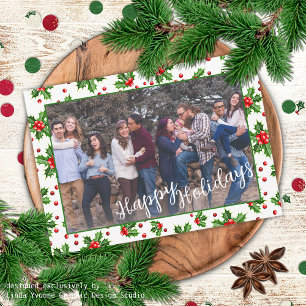 Cartes Pour Fêtes Annuelles Baies rouges Holly Green sur mesure