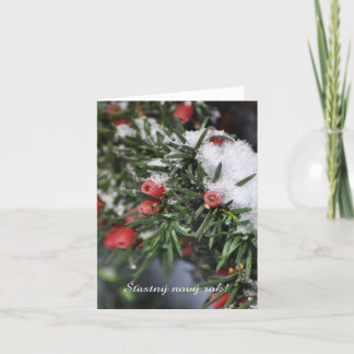 Cartes Pour Fêtes Annuelles Baies rouges neige Tchèque Nouvel An
