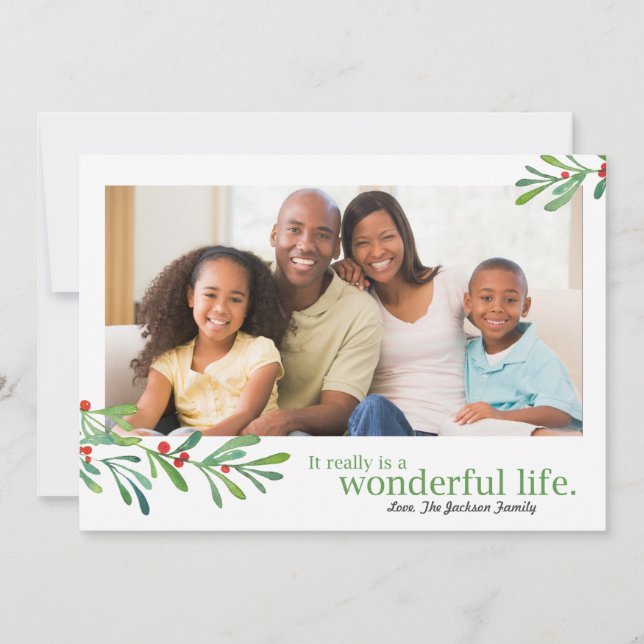 Cartes Pour Fêtes Annuelles Baies simples Merveilleuse Vie 1 Photo | (Devant)