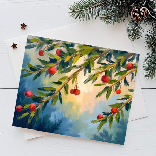 Cartes Pour Fêtes Annuelles Baies & Verdure   Joyeux Noël