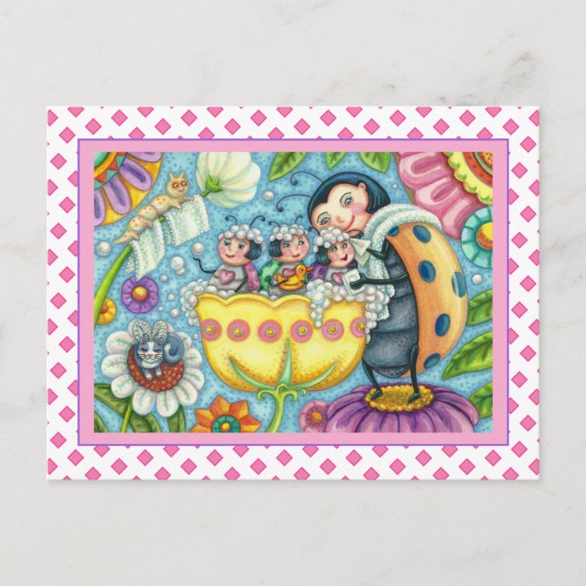 CARTES POUR FÊTES ANNUELLES BAIN À BULLE À BULLE DE TULIP POUR MÈRE LADYBUG &  (Devant)