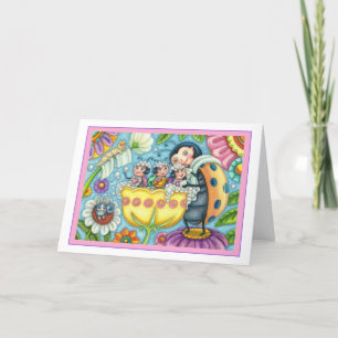 CARTES POUR FÊTES ANNUELLES BAIN À BULLE TULIP POUR MÈRE LADYBUG & ENFANTS