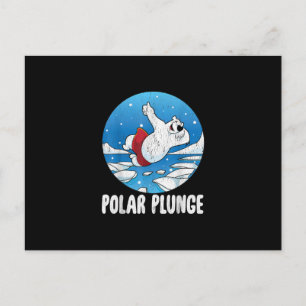 Cartes Pour Fêtes Annuelles Bain d'hiver Polar Plunge Ice Jump Polar Ours Bain