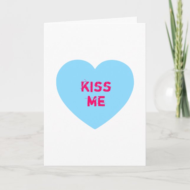 Cartes Pour Fêtes Annuelles Baiser Bleu Coeur de Conversation (Devant)