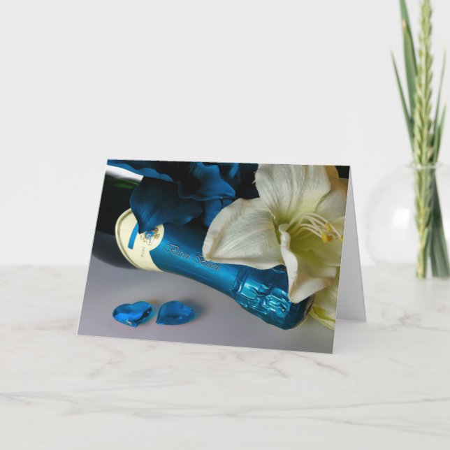 Cartes Pour Fêtes Annuelles Baiser de champagne bleu (Devant)