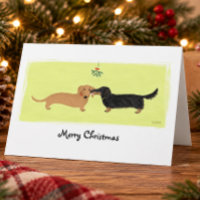 Baiser de Noël au gui pour teckel Amour Chiens Xma