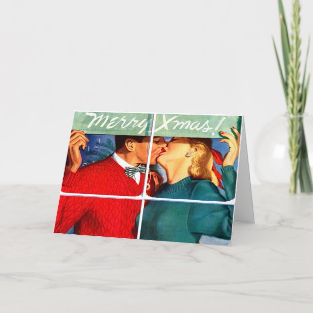 Cartes Pour Fêtes Annuelles Baiser Noël (Devant)