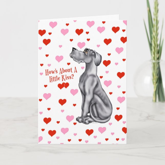 Cartes Pour Fêtes Annuelles Baiser noir de Saint-Valentin de great dane UC (Devant)