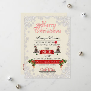 Cartes Pour Fêtes Annuelles Baisse de la liste Père Noël de neige Nice