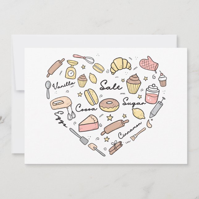 Cartes Pour Fêtes Annuelles Baker Heart Funny Boulangerie Cuisine pâtisserie C (Devant)