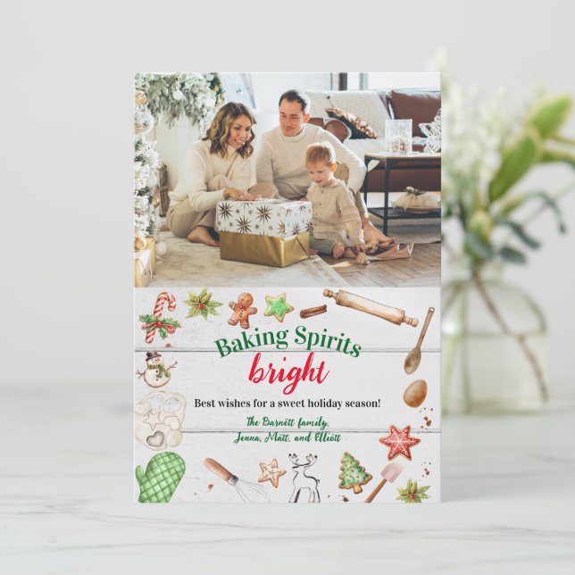 Cartes Pour Fêtes Annuelles Baking Spirits Bright Christmas Photo (Debout devant)