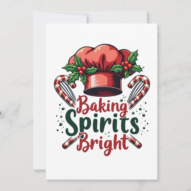 Cartes Pour Fêtes Annuelles Baking Spirits Bright Funky Baking Chef Baker (Devant)